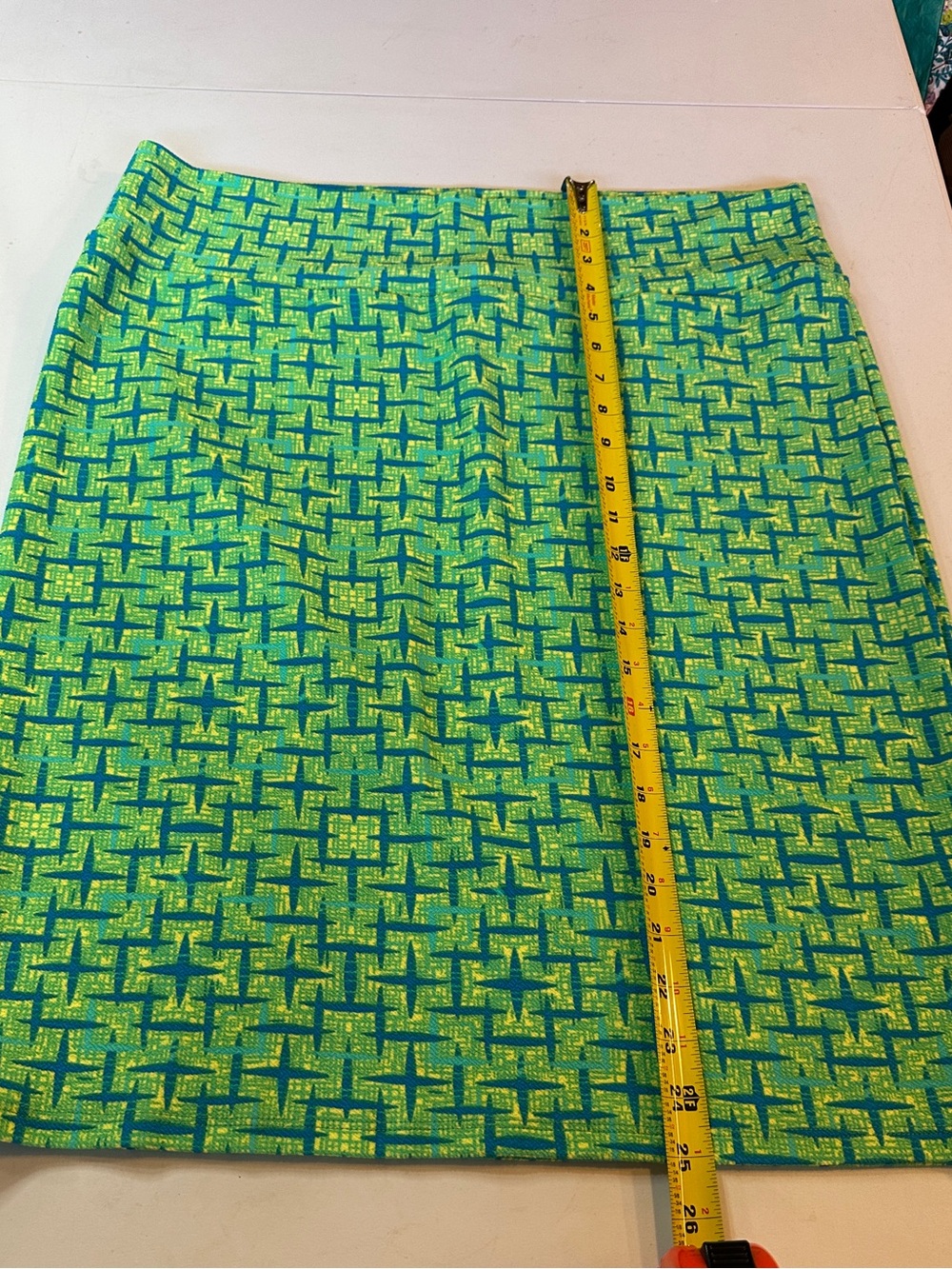 Geometric Lime Pencil Skirt